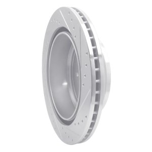 Nissan Titan XD Brake Rotor (1) - Rear Left - R1 Concepts - Drilled & Slotted - Silver - `16-`24